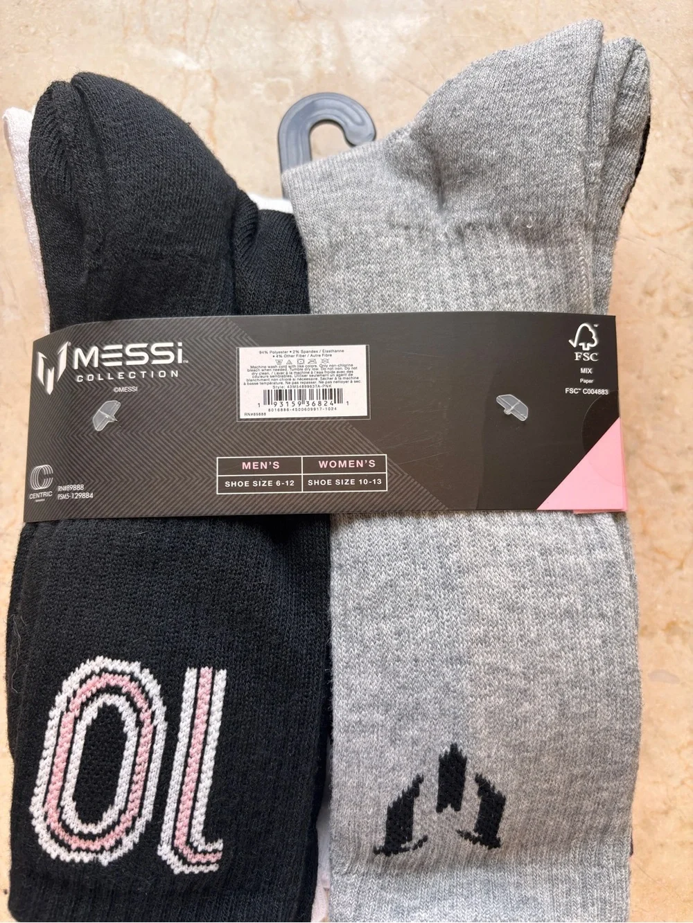 Messi 6 pack of cushioned crew socks